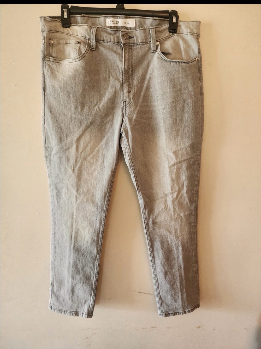 Levi's Signature Jeans Mens Size 38x30 Gray S37 Slim Fit Flex Stretch Denim